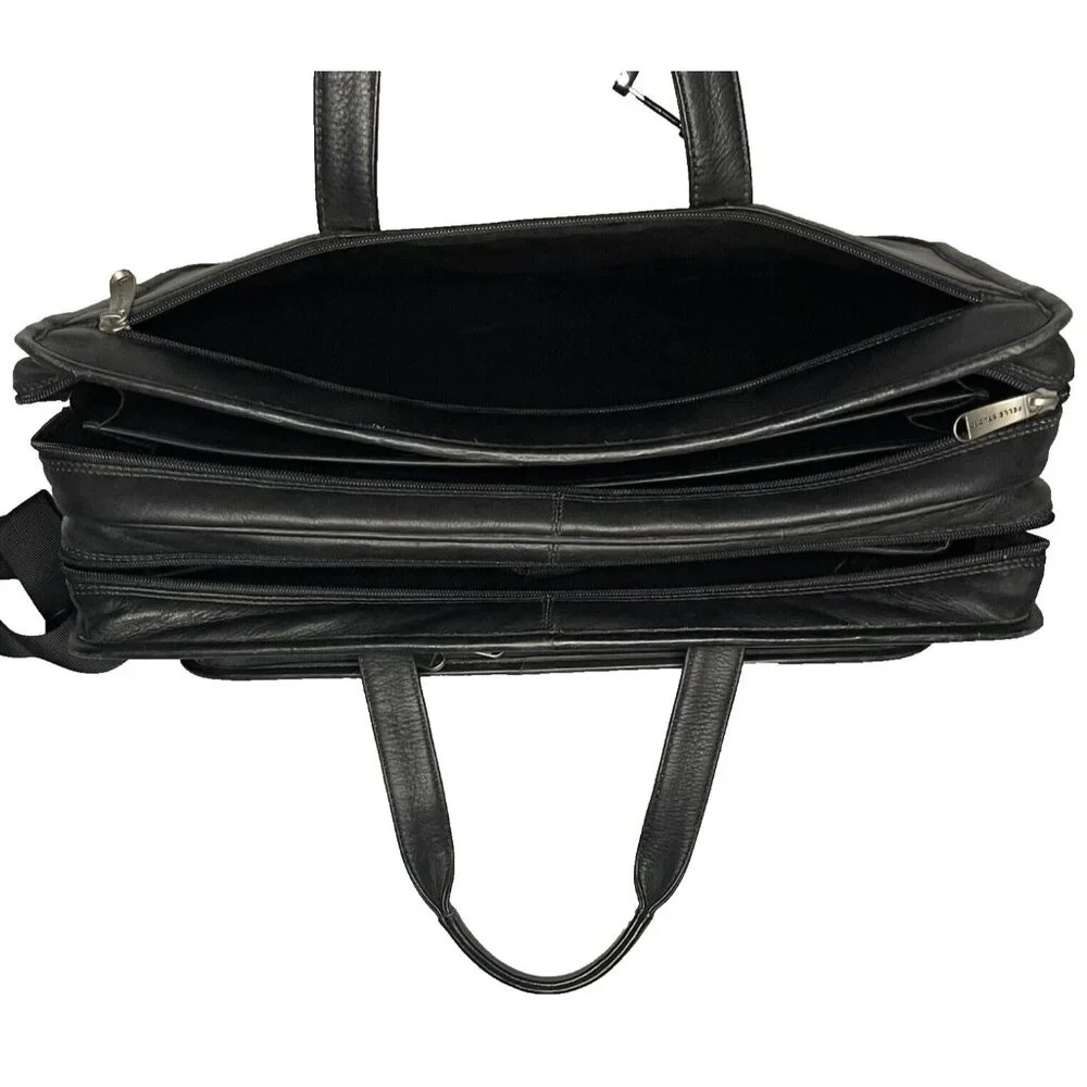 Pelle Studio Black Briefcase Multi Pocket Laptop Black Messenger Wilsons Leather